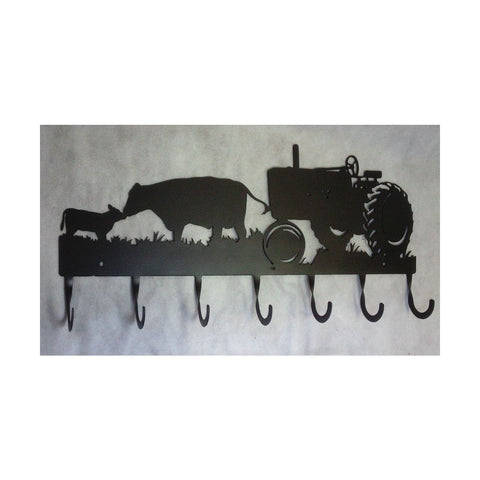 Coat Rack, Farm Tractor and Cows 7 Hook
