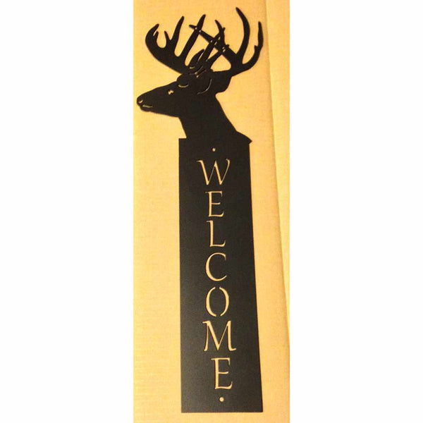 Welcome Sign, Vertical with Buck Head on Top