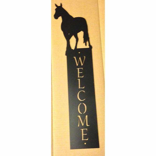 Welcome Sign, Vertical with Horse on Top