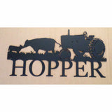 Personalized Sign with Tractor and Cows