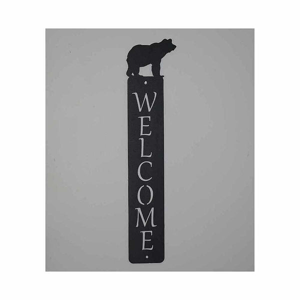 Welcome Sign, Vertical with Bear