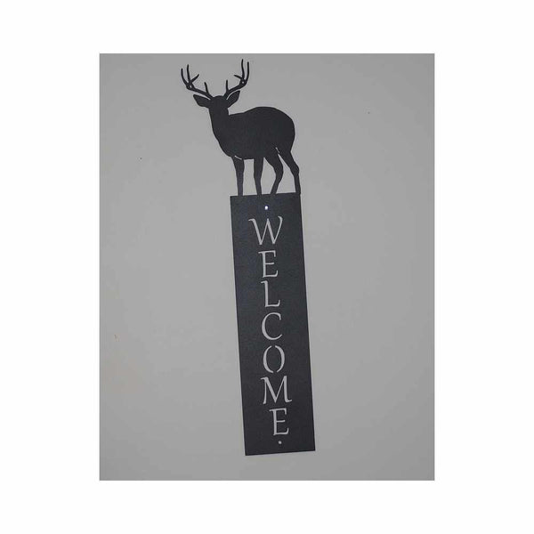 Welcome Sign, Vertical With Buck On Top