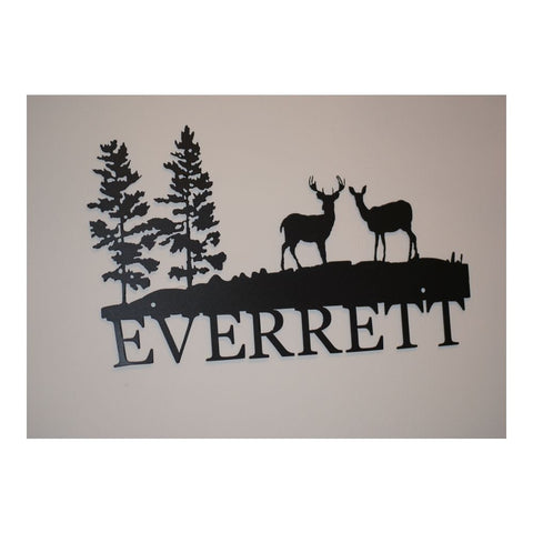 Personalized Sign With Deer In The Trees