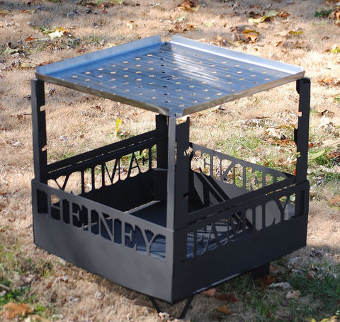 Fire Pit Customized, Removable Fork Stands and Stainless Grill Plate  (Shipping Included)